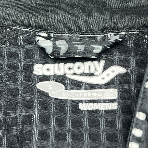 Saucony Women's Small Jacket Lightweight Running Zipper Pockets Black White - Picture 4 of 9